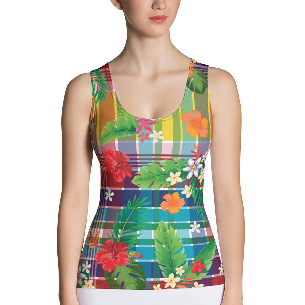 Madras Flowers Cut Tank Top | Phade Fashion Virgin Islands