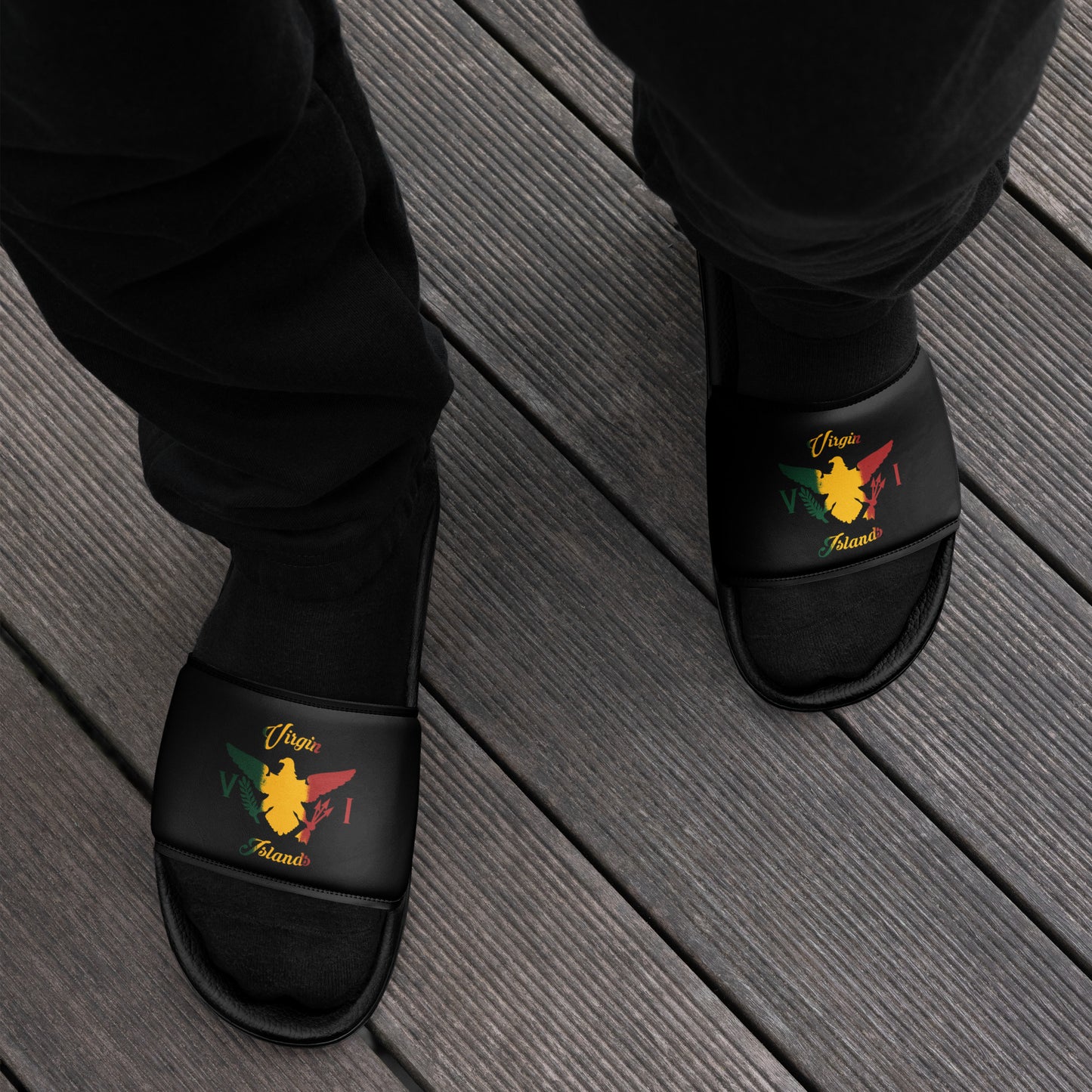 Vi Ice Gold & Green Slides | Phade Fashion Virgin Islands