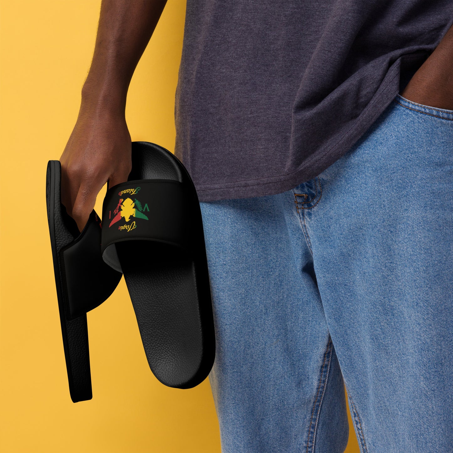 Vi Ice Gold & Green Slides | Phade Fashion Virgin Islands