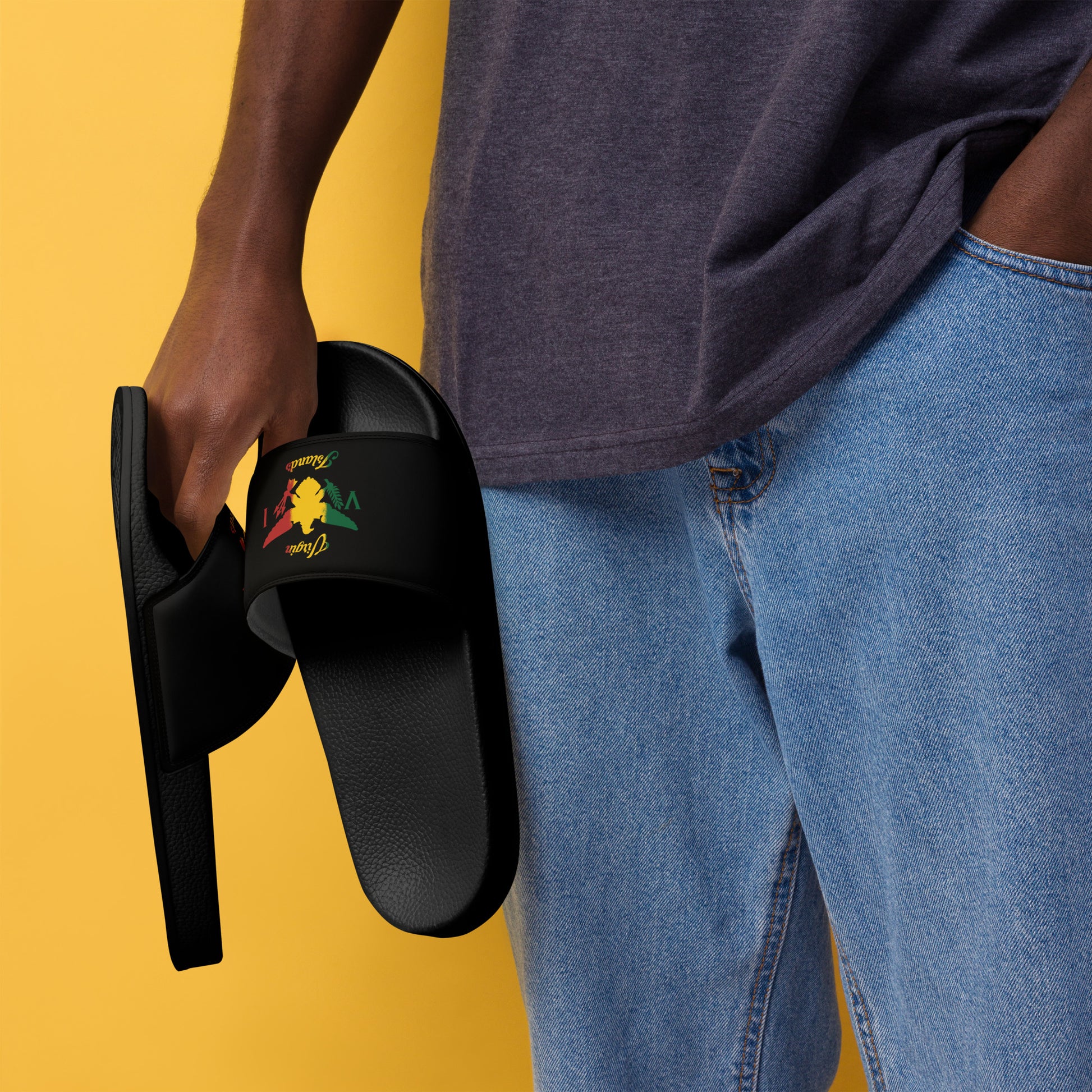 Vi Ice Gold & Green Slides | Phade Fashion Virgin Islands