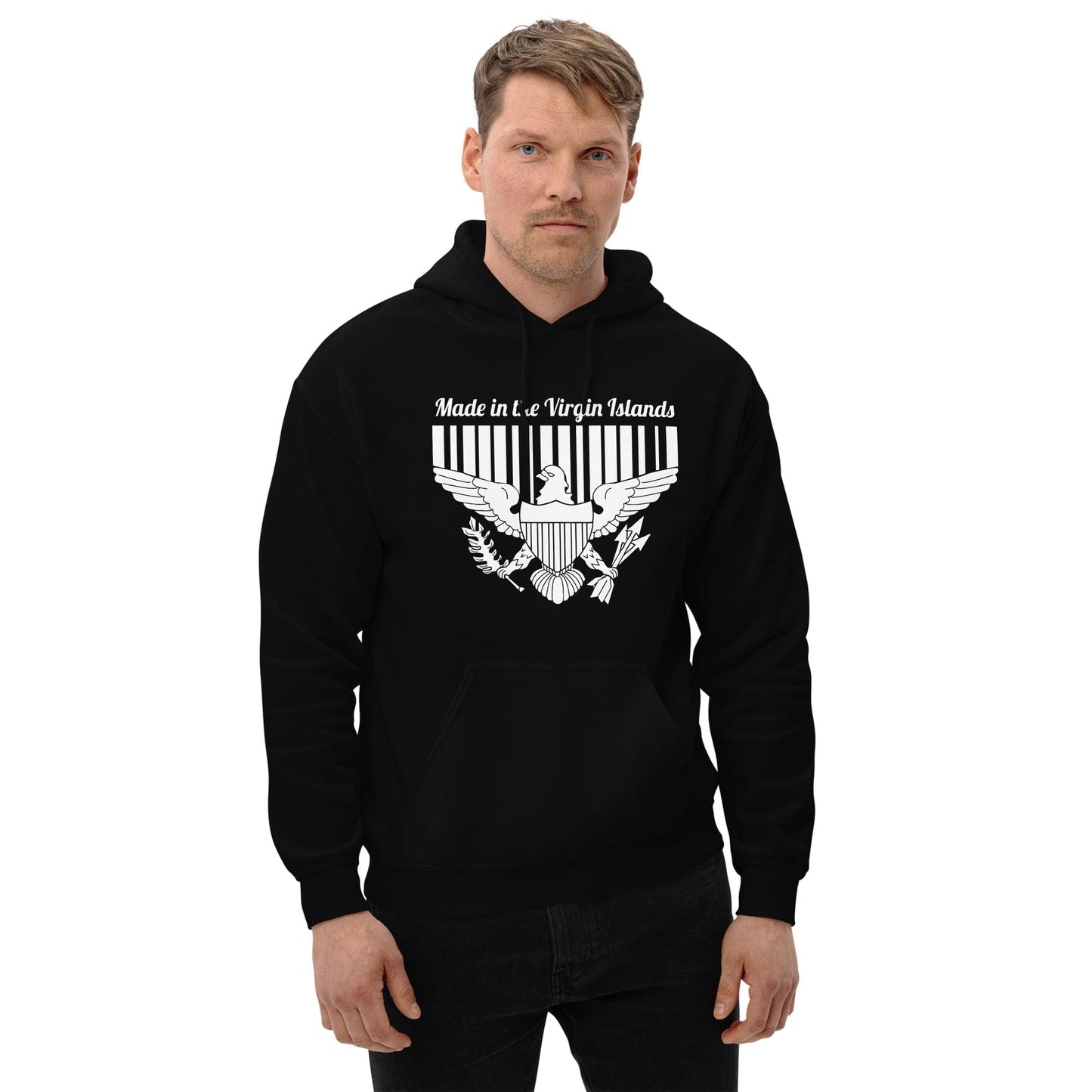 Unisex White Print Vi Hoodie | Phade Fashion Virgin Islands