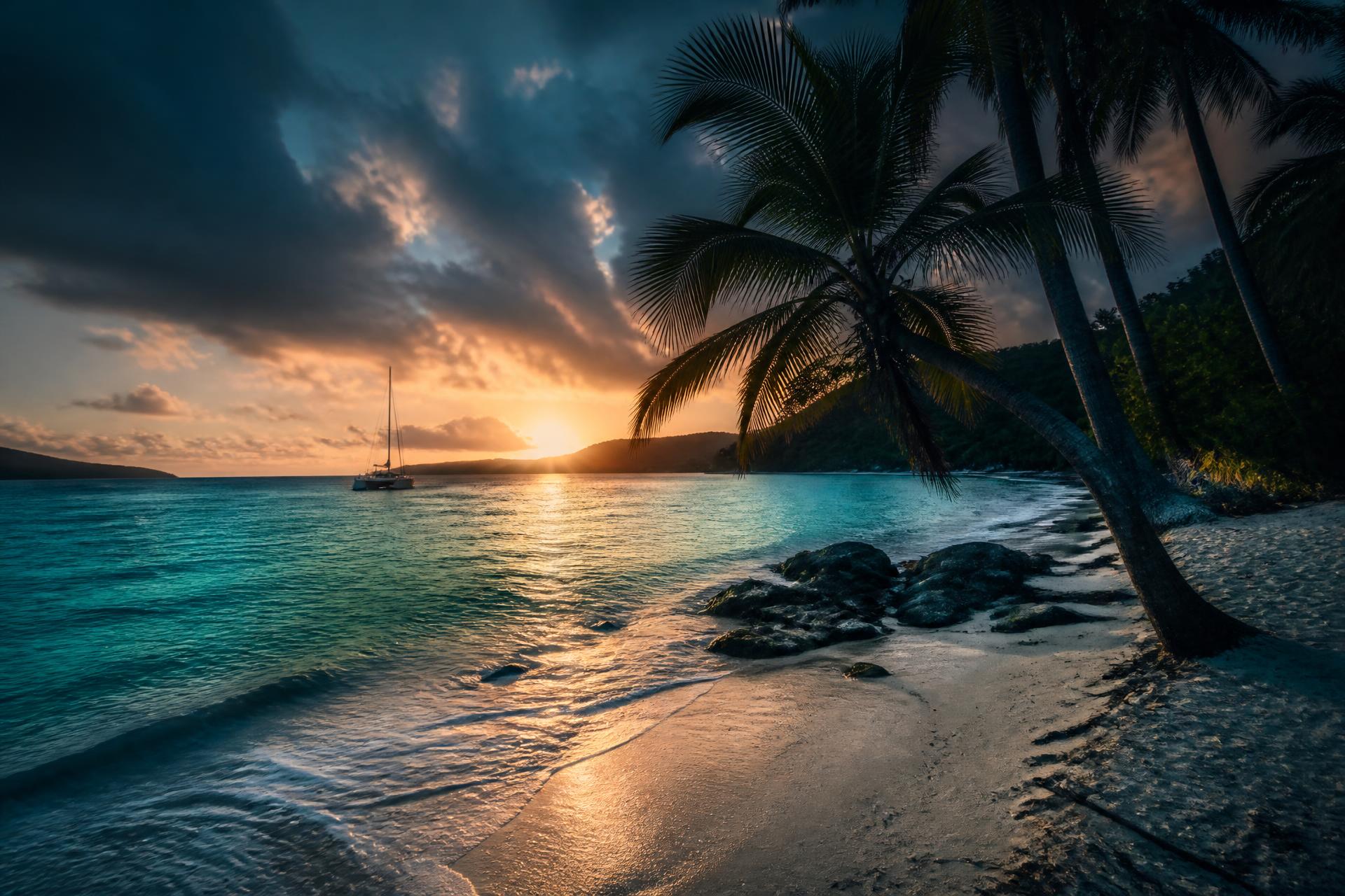Sunset over the Virgin Islands